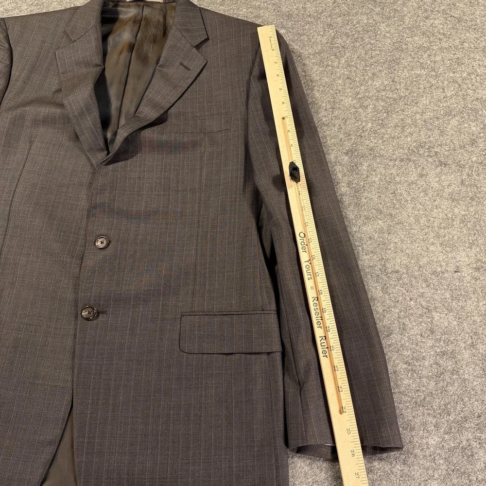 Hickey Freeman Blazer Mens 42 L Gray Pinstripe Tasmanian Super 150‎ Loro Piana